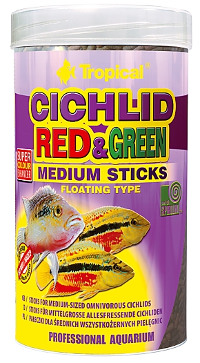 Tropical Cichlid Red & Green Medium Sticks